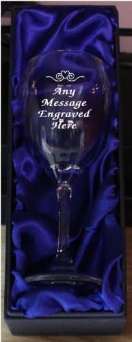 Image of [Custom] WINE GLASS GOBLET IN SILK LINED GIFT BOX. WINE12 ENGRAVED PERSONALISED