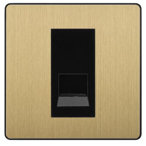 Image of BG Evolve Satin Brass Single Master Telephone Socket, Screw Terminal - Black Insert