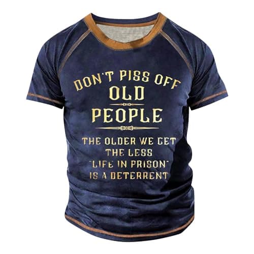 Image of T Shirts for Men UK Crew Neck Pattern Printed Vacation Vintage Gym Tops Comfortable Party Classic Outdoor Dady T Shirt