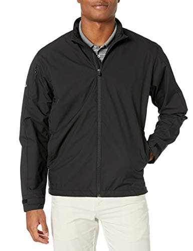 Image of Callaway Men’s Long Sleeve Full-Zip Wind Jacket, Wind and Water Resistant Performance Apparel for Men, Extended Sizes, Black, 4XL