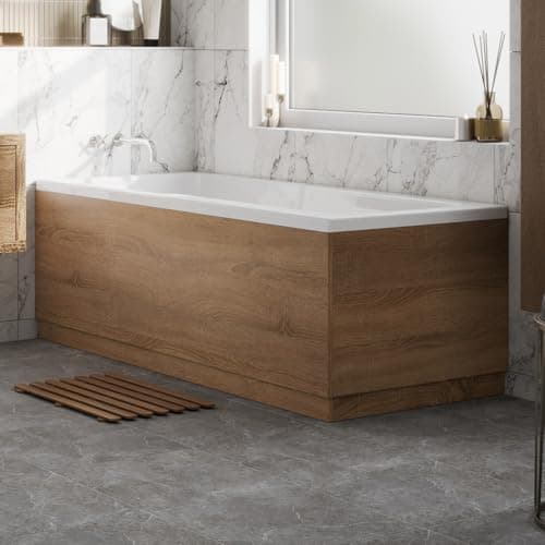 Image of Vitusso® 1700 Side Front Panel & 700mm End LDF Bath Panel 18mm, Modern Wooden Panels for Bathroom Baths Soaking Tubs, Adjustable Plinth, Easy to Cut, Oak Wood