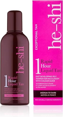 Image of He-Shi Self Tan Rapid 1 Hour Liquid - Express Fake Tan Lotion - Quick Dry Formula, No Smell - Vegan & Cruelty Free - for Body & Face (150ml)