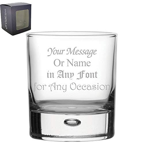 Image of Personalised Engraved Centra Double Old Fashioned Bubble Whiskey Tumbler, Comes in Presentation Box, Personalise with Any Message or Name for Any Occasion