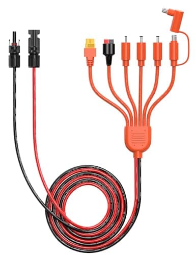 Image of Tonton Universal Solar Panel Cable 1.1M(3.6FT), 7 in 1 Solar Cable Connectors with Anderson, XT60,DC7909, DC6530, DC35135, DC5521, DC8020, Compatible with Solar Panels and Portable Power Stations
