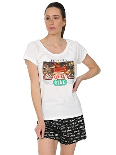 Image of FRIENDS Ladies Central Perk Short Pyjamas for Cafe TV Show Black White (10-12, numeric_10)