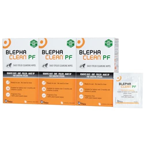 Image of Blephaclean PF Daily Eyelid Wipes x 60 - Gentle Cleansing for the eyelids and skin around the eyes | Suitable for Babies (over 3 months old) children & adults | 20 Sterile Plastic-Free Wipes x 3 packs