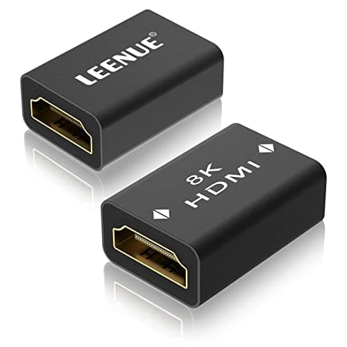 Image of LEENUE HDMI Coupler 8K Female to Female Connector, HDMI 2.1 Aluminum Adapter, Supports 8K@60Hz/4K@120Hz for HDTV, Roku Stick, Monitor, Projector, Gaming Console, 2 Pack, Black