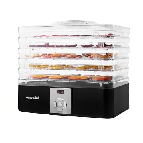 Image of Emperial Food Dehydrator | Digital Electric Food Dryer with Timer | For Fruit, Meat, Jerky, Vegetables & Healthy Snacks | Adjustable Temperature 35–70°C | 5-Tier BPA-Free Trays | 240W