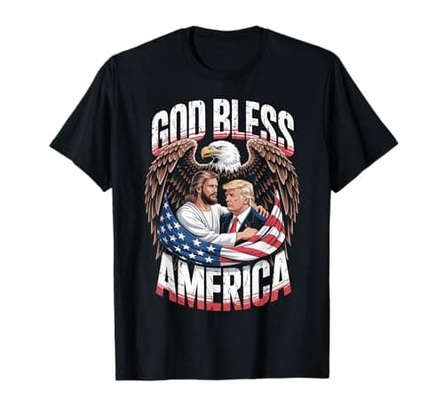 Image of God Bless America Flag Jesus Christian Eagle Republican T-Shirt