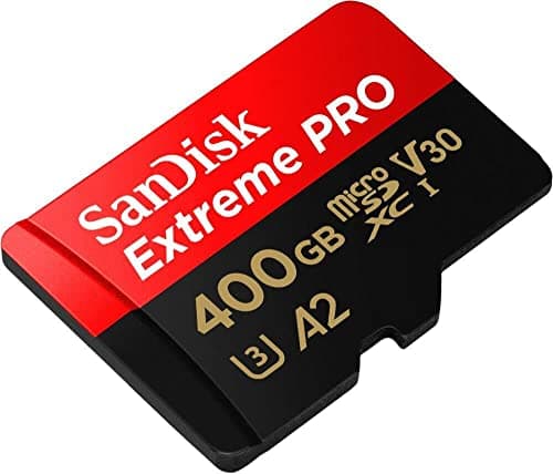 Image of SanDisk Extreme Pro 400 GB microSDXC Memory Card + SD Adapter with A2 App Performance + Rescue Pro Deluxe 170 MB/s Class 10, UHS-I, U3, V30, Red/Gold SDSQXCZ-400G-GN6MA