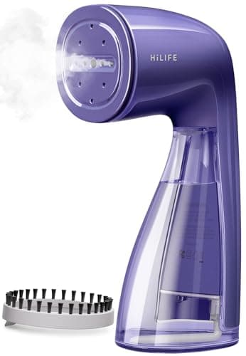 Image of HiLIFE Steamer for Clothes, 1100W Clothes Steamer, Fast Wrinkle Removal with Large 300ml Tank, Ideal for All Fabrics, Easy to Use, Compact and Portable Travel Garment Steamer (Sapphire Purple)