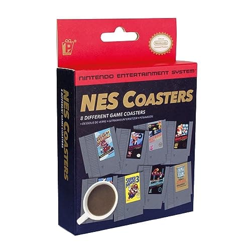 Image of Nintendo NES Cartridge Retro Drink Coasters for Gamers - Officially Licensed, Featuring Donkey Kong, Legend of Zelda, Super Mario, & More Classic Games, Set of 8 - Paladone