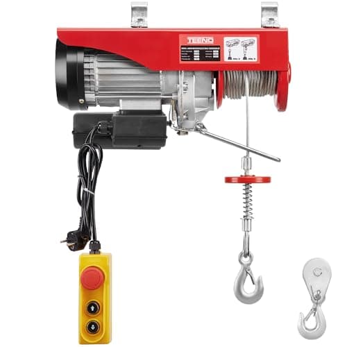 Image of TEENO 1450W Electric Hoist Lift 800 KGS 1760 LBS/ 400KG 880LBS, Overhead Electric Hoist 220V 20M Electric Winch for Garage, Warehouses, SINGLE/DOUBLE LIFITING: 6 M/12M/Min, COPPER MOTOR