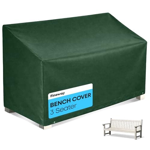 Image of FiNeWaY 3 Seater Garden Bench Cover – Heavy Duty Outdoor Seat Cover – Waterproof, Tear Resistant, UV Stabilised, Windproof, All Season Patio Furniture Cover with Tie Cords (162 x 66 x 89cm)
