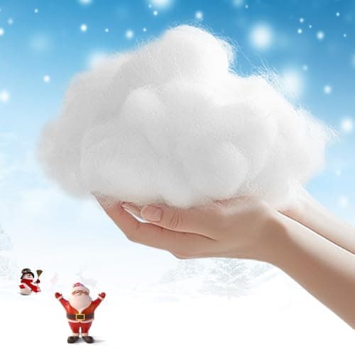 Image of Christmas Fake Snow Decoration, 150g Artificial Snow Decorations Fluffy Soft Cotton Fake Snow Indoor Fiber Snow for Christmas Tree Holiday Table and Winter Mantle Village Display Outside(150g)