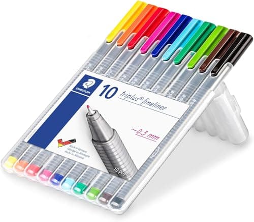 Image of STAEDTLER Fineliner Pens - triplus - for Adult Colouring - 10 Assorted Colours - Pack of 10, 334 SB10