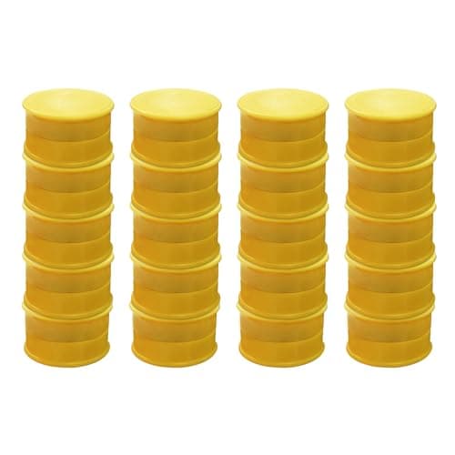 Image of Pack of 36 Yellow Coloured Round Flat Magnets - 24mm Whiteboard Notice Board Office Fridge, Bulletin Board - Office, School, University Supplies.