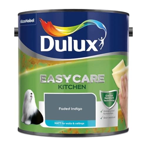 Image of Fade Indigo Dulux Easycare Kitchen Matt Emulsion Paint 2.5L – Grease & Stain Resistant, Washable Matt Finish, Durable Interior Paint for Kitchen Walls & Ceilings