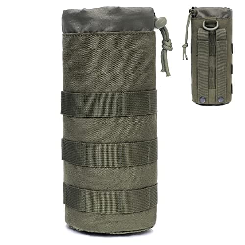 Image of Azarxis Tactical Water Bottle Pouch, Molle Bottle Holder Holster Hydration Carrier Bag with Adjustable Drawstring Open Top for Military Vest Backpack Outdoor Cycling Hiking Camping Running (Green)