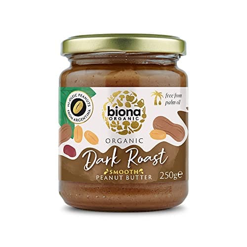 Image of Biona Organic Hi-Oleic Dark Roast Peanut Butter 250g, Pack of 6 - Smooth No Salt - Hi-Oleic Organic Argentinian Peanuts - Naturally Deep and Intense Flavour - Vegan and Palm Oil Free