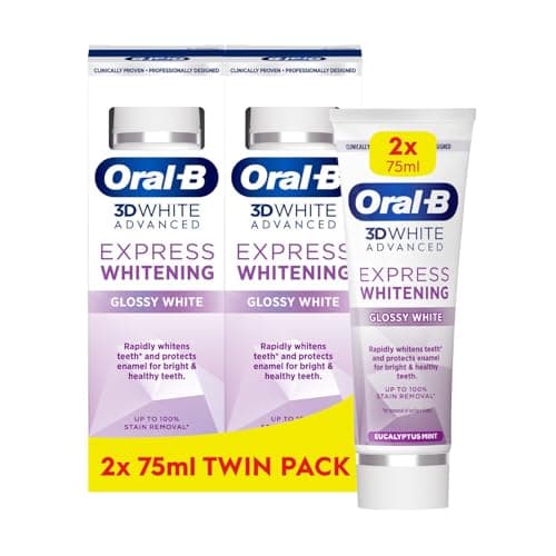 Image of Oral-B 3D White Advanced Express Whitening Toothpaste Glossy White 2 x 75ml Twin Pack