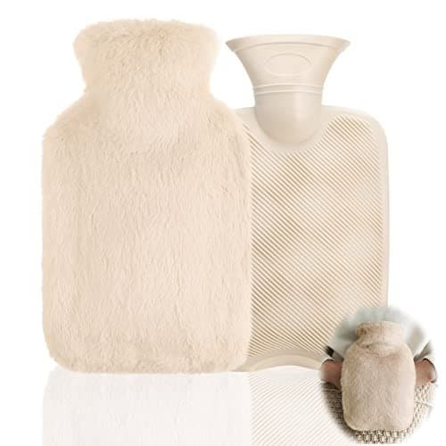 Image of Smilcloud Hot Water Bottles with Fluffy Cover, 1L Hot Water Bag with Hand Pocket for Neck, Shoulder Pain and Hand Feet Warmer, Menstrual Cramps, Hot Compress and Cold Therapy