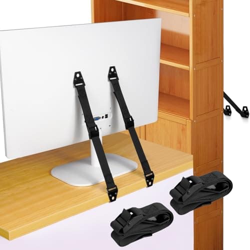 Image of HOTUT TV and Furniture Anti Tip Straps, 2 Pcs Metal Heavy Duty TV Straps Child Safety Furniture Straps, Adjustable Safety Furniture Wall Anchors for Baby Proofing, Flat Screen TV, Dresser, Bookcase