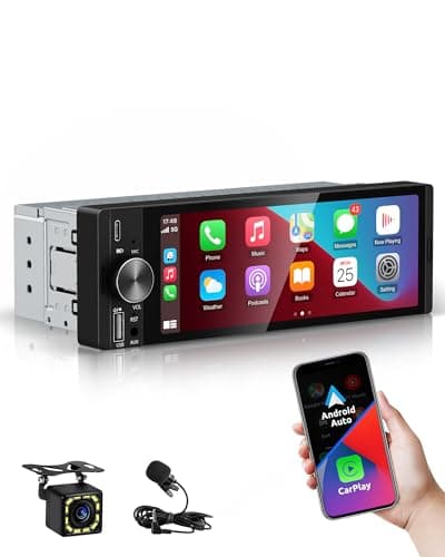 Image of ESSGOO Single Din Car Stereo with Wireless Carplay and Android Auto, 6.36 inch HD IPS bildschirm Auto Display Bluetooth Head Unit Stereo with Reverse Camera, Voice Control, Mirror Link, FM, Type-C