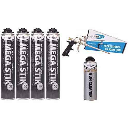 Image of Bond It Mega Stik 750ml Plasterboard Adhesive X 4 With Gun & Cleaner