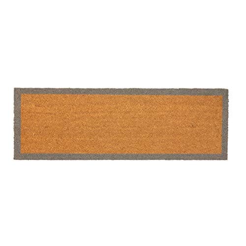 Image of Nicola Spring Coir Double Door Mat - 120 x 40cm - Grey Border - Pack of 1 - Decorative Indoor Large Front Door Mat Entry Dirt Trapper Rug Outdoor Boot Scraper Non Slip Backing Doormat
