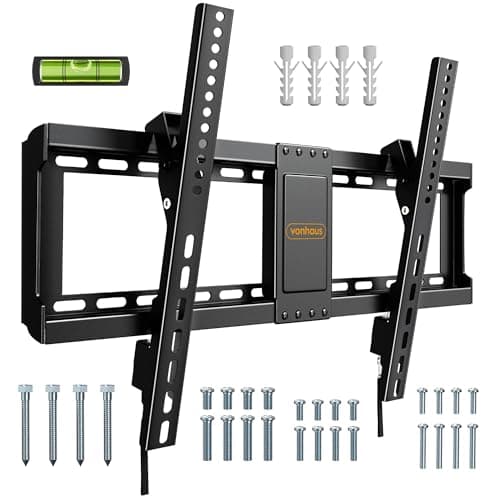 Image of VonHaus Tilt TV Wall Bracket for 37-85" Screens, Tilting Flat to Wall Mount with Quick Release Straps, 75kg Capacity, Max VESA: 400x600mm, for Curved and Flat TV's