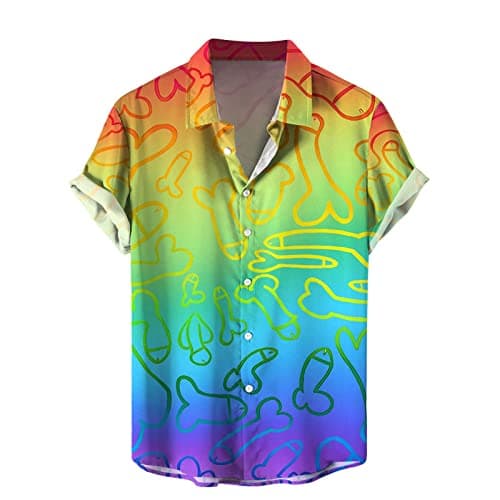 Image of NOAGENJT Hawaiian Skull Print Men's Multicolour 3XL Short Sleeve Shirt
