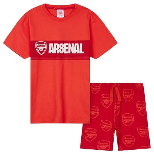 Image of Arsenal F.C. Boys Short Pyjamas Set, Soft Cotton Lounge Wear - Arsenal Gifts (Red, 13-14 Years)