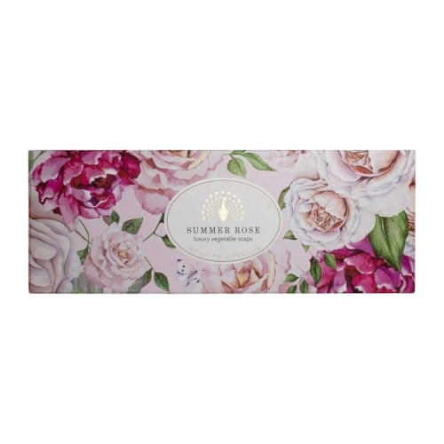 Image of English Soap Company Herritage Collection Hand Body Luxury Vegetable Scented Soap Bar (3x100g, Summer Rose)