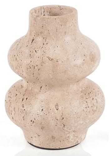 Image of SPESHSTONES Marble Vase 6 Inch Travertine Flower Vase for Dried Flowers, Fake Plants,& House Warming Gifts, Bud Vases for Centerpieces, Small Flower Pots for Home Decor