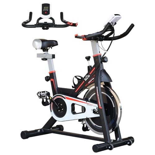 Image of HOMCOM Exercise Bike, Indoor Stationary Bike with 8kg Flywheel, Heart Rate Sensor and LCD Monitor, Cycling Bike for Home, Gym, Office, Cardio Workout - Black