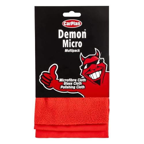 Image of CarPlan Demon Multipack Assorted Cloths – 3 Pack – Polishing, General Cleaning & Glass Cloths – Super Soft, Scratch-Free Car Cleaning Cloths for Interior, Exterior, Mirrors & Windows