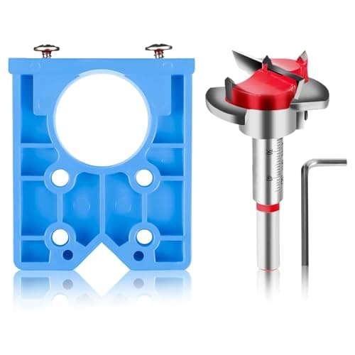 Image of 35mm Hinge Jig Drill Bits Set Forstner Bit Sets Positioner Concealed Door Hole Drilling Woodworking DIY Tools for Cabinet Hinges Mounting Plates Kitchen Cupboard and Wood Furniture (Blue)