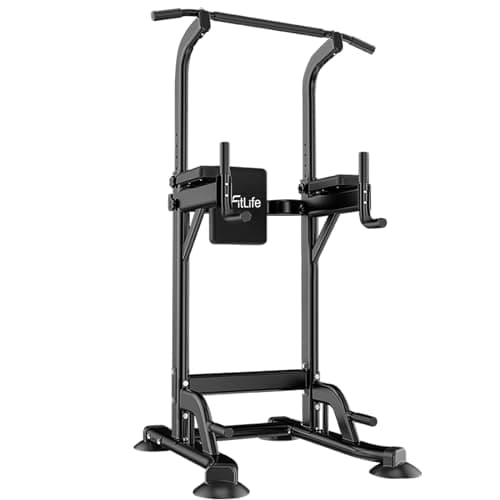 Image of DH FitLife Power Tower Dip Station | Fitness Equipment with Pull-Up Bar, Dip Bars & Back Trainer | Multi-Function Workout Station | Power Rack for Home Gym Strength Training