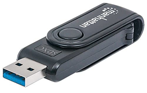 Image of Manhattan Mini Multi-Card Reader/Writer, USB 3.0, 24-in-1, 5 Gbps, Windows or Mac, Black, Blister