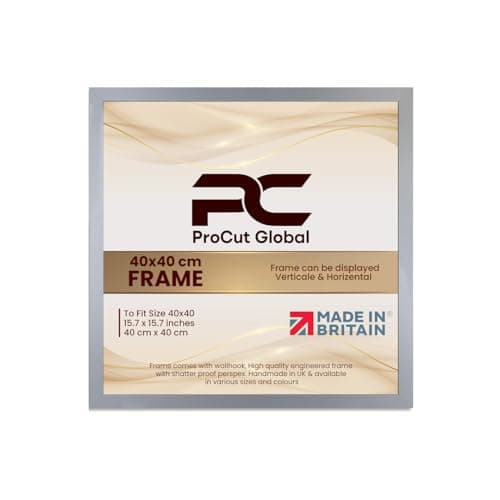 Image of Procut Global 40X40CM Silver Picture Frames - Modern Wooden Photo Frame with Shatterproof Perspex for Wall or Tabletop - Perfect for Posters, Certificates, Prints - Sizes & Colors Available