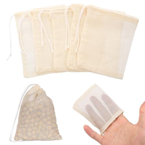 Image of 50 Pcs Cotton Muslin Bags with Drawstring, Spice Bags for Cooking, Reusable Soup Bagss, Cloth Bag, Mesh Bag for Cooking Straining Storage Soup Spice Tea Coffee Filter(8x10cm/3x4 Inch)