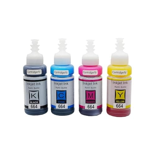 Image of Cartridgeify 664 Bottle Ink Compatible with Epson 664 T664 Refill Ink Bottle Multipack (T6641 T6642 T6643 T6644), for EcoTank ET-2500 ET-2550 ET-2600 ET-2650 ET-4500 ET-14000 L100 L110 L350 L355 L555