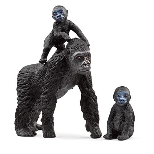 Image of SCHLEICH Wild Life, Monkey Jungle Animal Toys for Boys and Girls, Gorilla Family Set with Gorilla Mother and Babies, Ages 3+