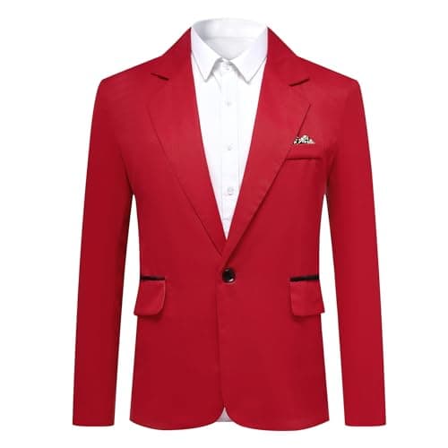 Image of YOUTHUP Men's Casual Sports Blazer Lightweight Regular Fit 1 Button Business Suit Jacket, Red, L