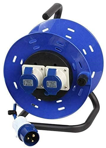 Image of PRO ELEC PEL00956 2‑Gang 240V Industrial Extension Reel – 25m, 16A, Blue