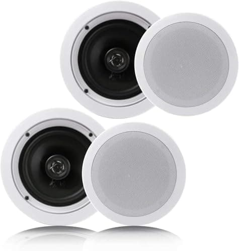 Image of Pyle Pair 16.51cm Flush Mount In-wall In-ceiling 2-Way Home Speaker System Spring Loaded Quick Connections Dual Polypropylene Cone Polymer Tweeter Stereo Sound 200 Watts (PDIC1661RD) White