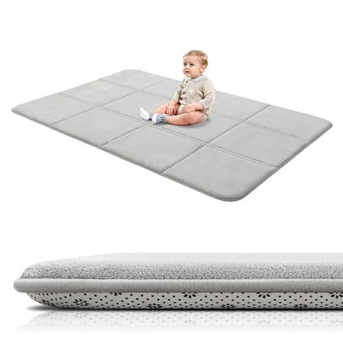 Image of BYBYME 3cm Thick Baby Play Mat for Floor, 120 * 180cm Foldable Playpen Mat with Non-Slip Backing for Infant, Kids and Toddler Crawling, and Perfect Carpets for Yoga, Exercise, Grey