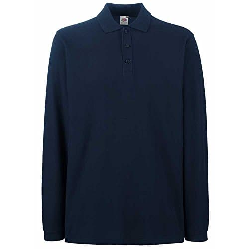 Image of Fruit of the Loom Mens Premium Colours Long Sleeve Cotton Polo Shirt