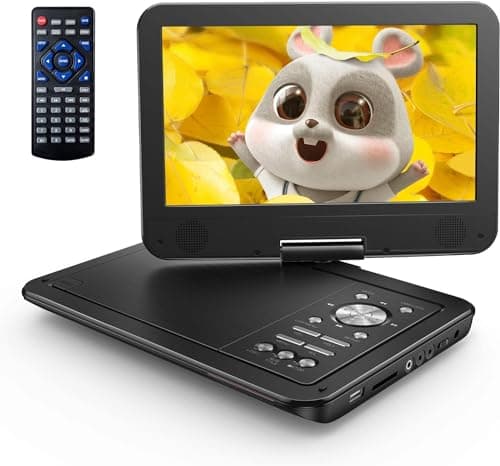 Image of Yoton 12.5" Portable DVD Player with 10.5" HD Swivel Screen for Car and Kids, Built-in Battery, Earphone/AV-IN/AV-OUT/USB/SD Card/TV Sync and VCD/MPG/JPEG Formats(Not Support Blu-ray) (Black)